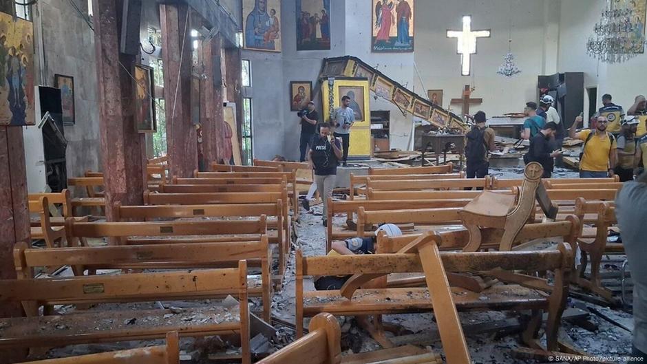 Unutrašnjost crkve Mar Elias u Damasku nakon napada 22. juna