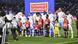 Mannschaft von Olympique Lyon vor einem Ligaspiel Mannschaft von Olympique Lyon vor einem Ligaspiel