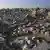 A general view of the makeshift tents housing Palestinians