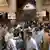 बांके बिहारी मंदिर के बाहर विरोध करते लोग