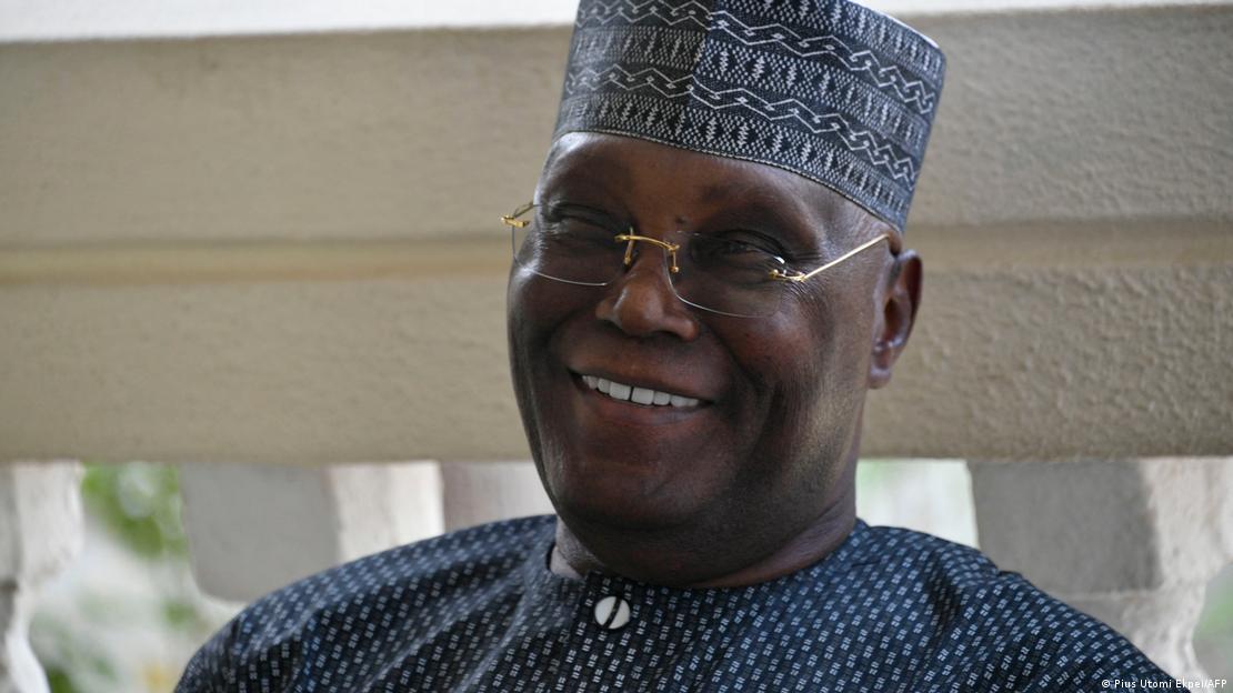 Nigeria's opposition Peoples Democratic Party (PDP) leader, Atiku Abubakar, smiles 