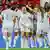 Norwegian players cheer after Ada Hegerbergs 1-1 draw during the Womens European Football Championship opening match between Norway and Switzerland at St Jacob Park Stadium in Basel.