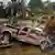 A pickup truck sits damaged after deadly flooding in Kerrville, Texas, US, on July 5, 2025.