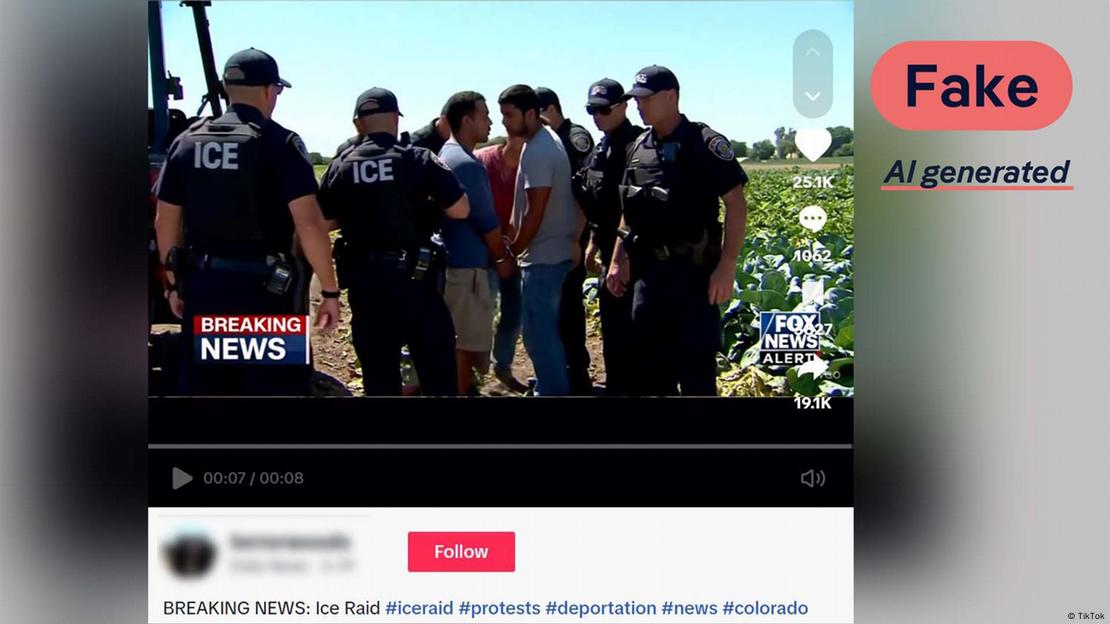 A screenshot from a TikTok video allegedly showing men in ICE uniforms