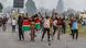 Protesters in Kenya waving flags during a demonstration Protesters in Kenya waving flags during a demonstration