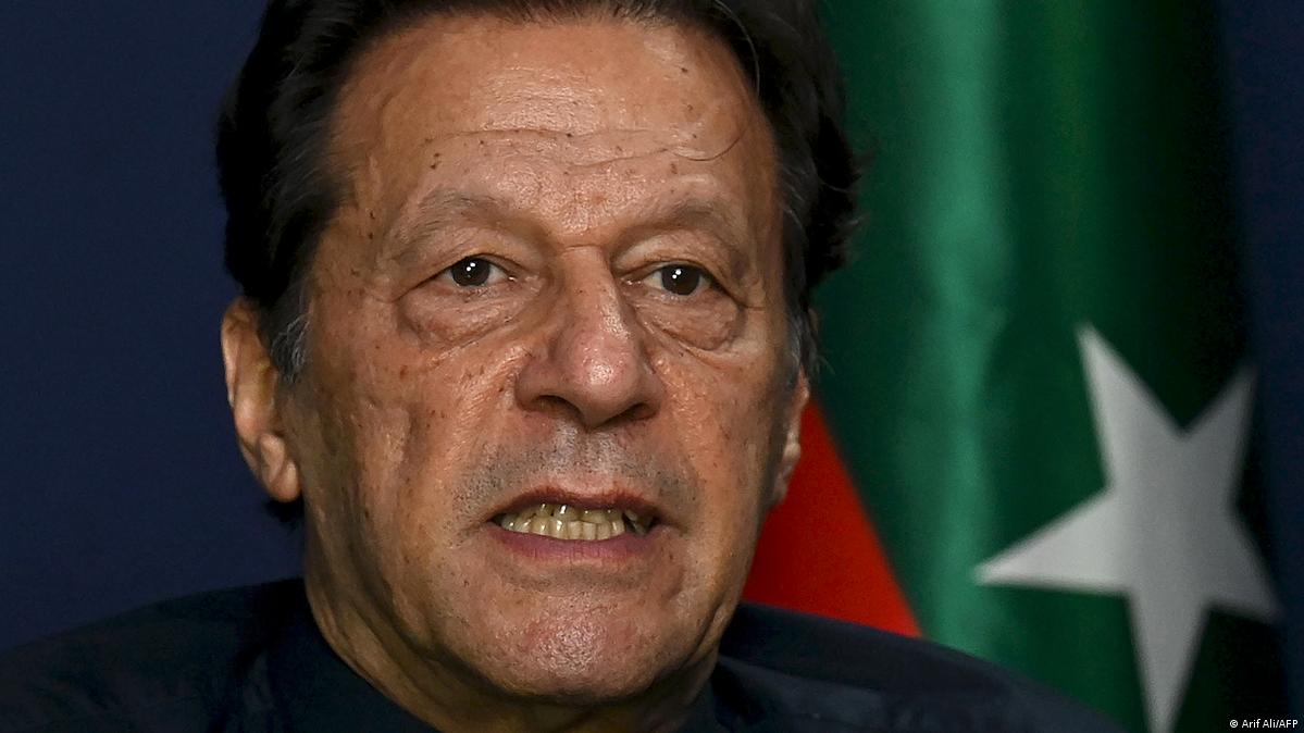 Imran Khan seen during an interview in May 2023