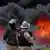 Two narcotics officers looking at a fire 