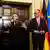 Le chancelier allemand Friedrich Merz et le président français Emmanuel Macron en conférence.