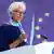 President of the European Central Bank Christine Lagarde briefs the media during a press conference at the bank's headquarters in Frankfurt