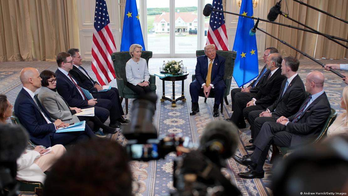 Los dos líderes mundial se reunieron en el club de golf de Trump en Escocia (27.07.2025)