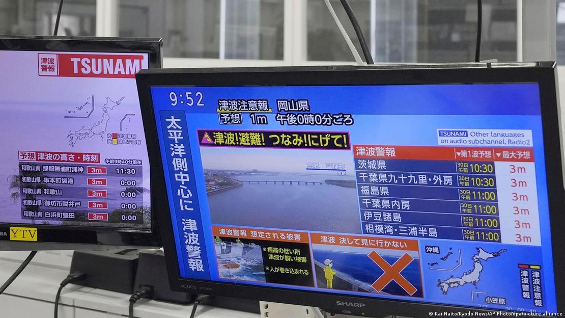 Monitor mostra riscos de tsunami no Japão
