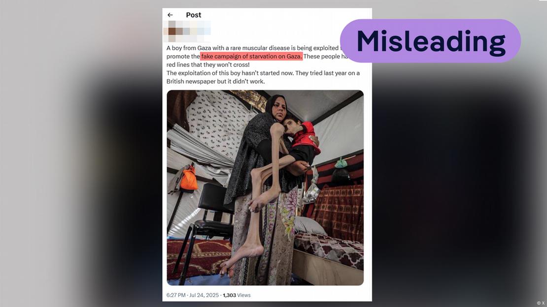 Скрийншот от пост в социалните мрежи, показващ болно дете с майка му