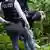 German police officers inspect damage to railways cabling