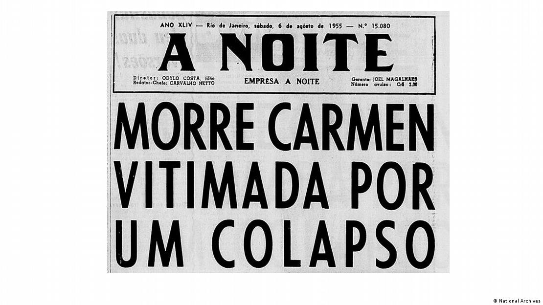 A morte de Carmen Miranda foi manchete no antigo jornal A Noite