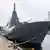 A Mogami frigate is docked at the Yokosuka Naval Base in Japan in April, 2025.