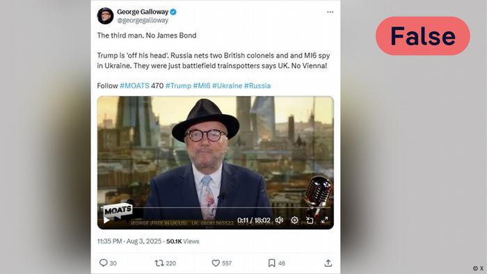 Screenshot of former British parliamentarian George Galloway's social media post