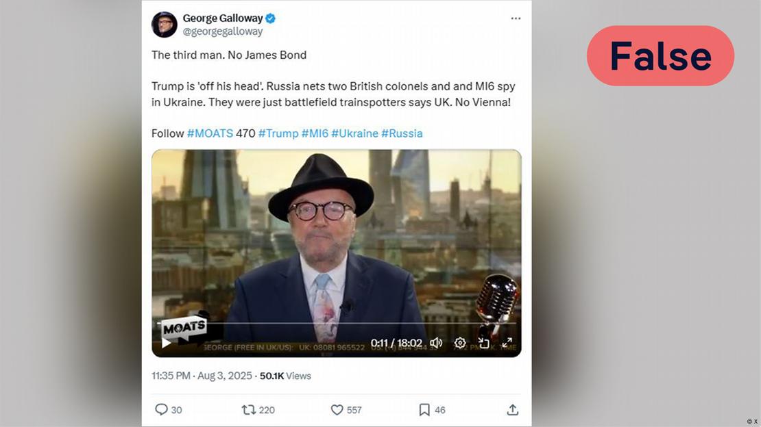 El exparlamentario británico George Galloway difundió la desinformación rusa en redes