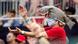 A fan wears a shark hat at a baseball game at Nationals Park in Washington on September 29, 2019 A fan wears a shark hat at a baseball game at Nationals Park in Washington on September 29, 2019