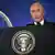 Russian President Vladimir Putin speaks during a press conference in Alaska.