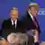 US President Donald Trump and Russian leader Vladimir Putin at the press conference after their meeting in Alaska