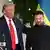 ABD Başkanı Donald Trump ile elini omuzuna attığı Ukrayna devlet Başkanı Volodimir Zelenskiy yan yana