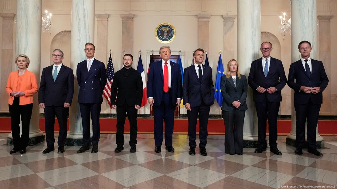 Representantes de la Únión Europea junto al secretario general de la OTAN y los gobernantes de Italia, Francia, Alemania, Reino Unido y Finlandia acompañaron a Zelenski en su reunión con Donald Trump.