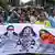 Protesters rally at Hazra crossing, Kolkata, India, mark the one year anniversary of the RG Kar Hospital doctor's rape and murder