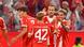 Karl, Min-jae, Diaz et Kane tous du Bayern Munich célèbrent leur victoire en championnat contre le RB Leipzig (6-0). Karl, Min-jae, Diaz et Kane tous du Bayern Munich célèbrent leur victoire en championnat contre le RB Leipzig (6-0).