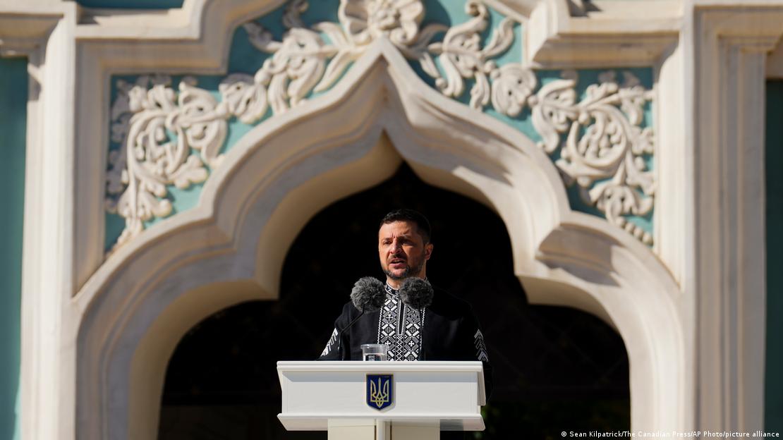 Volodimir Zelenski em discurso