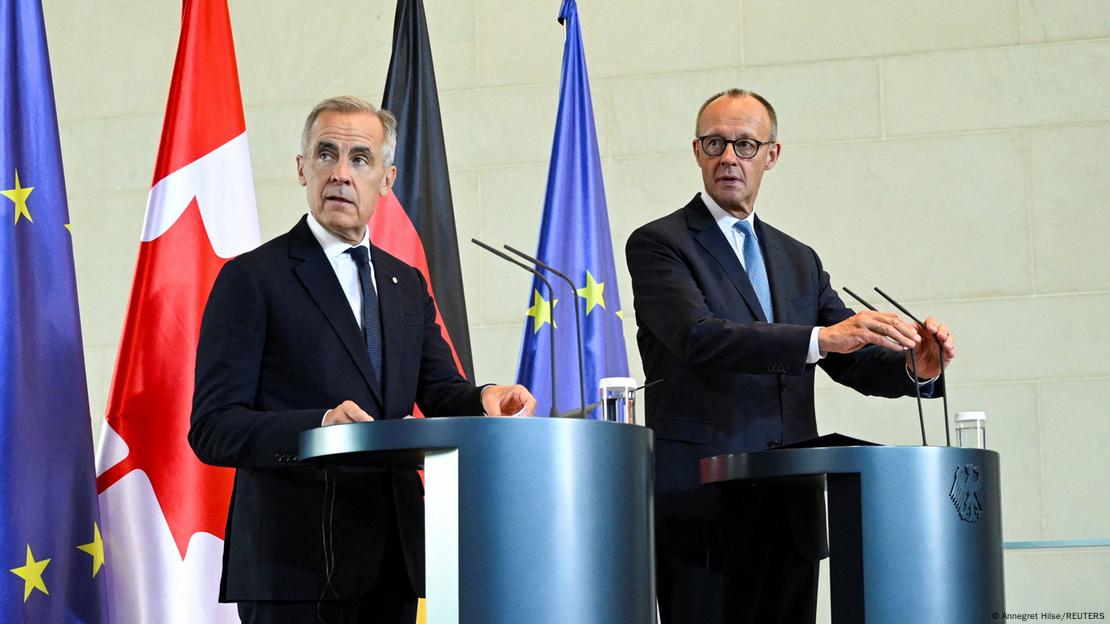 Kancelari gjerman Friedrich Merz dhe kryeministri kanadez Mark Carney gjatë një konference shtypi me kryeministrin kanadez Mark Carney, Berlin, 26 gusht 2025 Kancelari gjerman Friedrich Merz dhe kryeministri kanadez Mark Carney gjatë një konference shtypi me kryeministrin kanadez Mark Carney, Berlin, 26 gusht 2025
