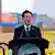 South Korean President Lee Jae Myung speaks during a visit to a shipyard owned by South Korean business conglomerate Hanwha Group in Philadelphia
