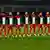 La selección de Palestina, vestida con uniformes en los colores de su bandera, en junio de 2024.