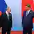 El presidente de China, Xi Jinping, le hace un gesto al dirigente ruso Vladimir Putin.