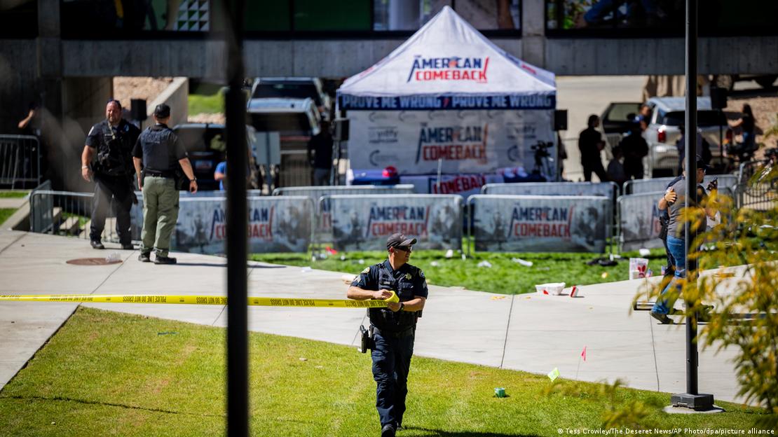 Polícia isolou o local após ataque a Charlie Kirk