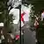 A view of British flags hung on poles as part of the Operation Raise the Colours campaign in the Tower Hamlets area east of London