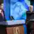 US Secretary of State Marco Rubio looks on as Israeli Prime Minister Netanyahu points during a joint press conference