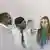 Court artist sketch by Elizabeth Cook of Mark Gordon (second left) and Constance Marten (right) appearing at the Old Bailey in London via videolink