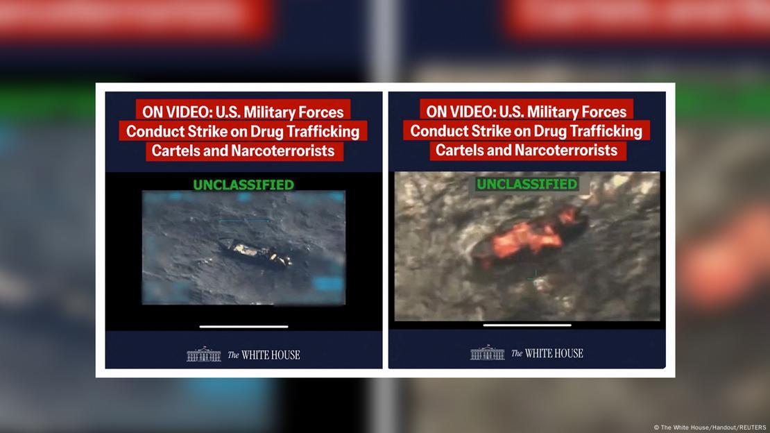 Capturas de pantalla de un video de la Casa Blanca que muestra el segundo ataque reportado por Trump (15.09.2025)
