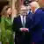 Prime Minister of the United Kingdom Sir Keir Starmer and Lady Victoria Starmer greet President of the United States Donald Trump