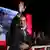 Ozgur Ozel waves to delegates at the Republican People's Party congress