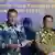 El comisario europeo de Comercio, que llevaba una camisa batik, prenda tradicional indonesia, lee su discurso junto al ministro de Asuntos Económicos de Indonesia, Airlangga Hartato, que le escucha atentamente (en la imagen, con los ojos cerrados incluso).