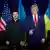 Donald Trump und Wolodymyr Selenskyj stehen in New York am Rande der UN-Generalversammlung vor Flaggen der USA und der Ukraine