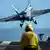 Истребитель НАТО взлетает с авианосца Gerald R. Ford во время учений Neptun Strike 25 (сентябрь 2025 года)