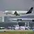 A Lufthansa plane coming in to land at Frankfurt Airport