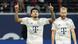 FC Bayern Münchens Luis Diaz hebt nach einem seiner beiden Tore gegen Frankfurt beide Zeigefinger gen Himmel FC Bayern Münchens Luis Diaz hebt nach einem seiner beiden Tore gegen Frankfurt beide Zeigefinger gen Himmel