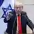 Donald Trump gestures in the Knesset 