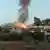 A fireball erupts amid Israeli strikes in the southern Lebanese village of Kfar Tibnit