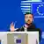 Volodymyr Zelenksyy, seen here, speaking at a European Council meeting