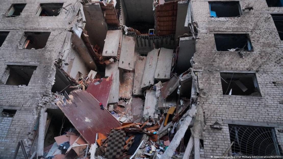 Edificio destruido por un ataque de Rusia en Zaporiyia, Ucrania. Edificio destruido por un ataque de Rusia en Zaporiyia, Ucrania.