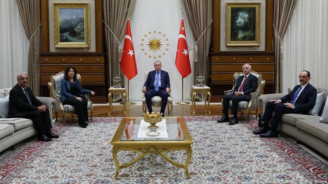 İmralı heyetini oluşturan Mithat Sancar ve Pervin Buldan'ın Cumhurbaşkanı Erdoğan ile gerçekleştirdiği görüşme